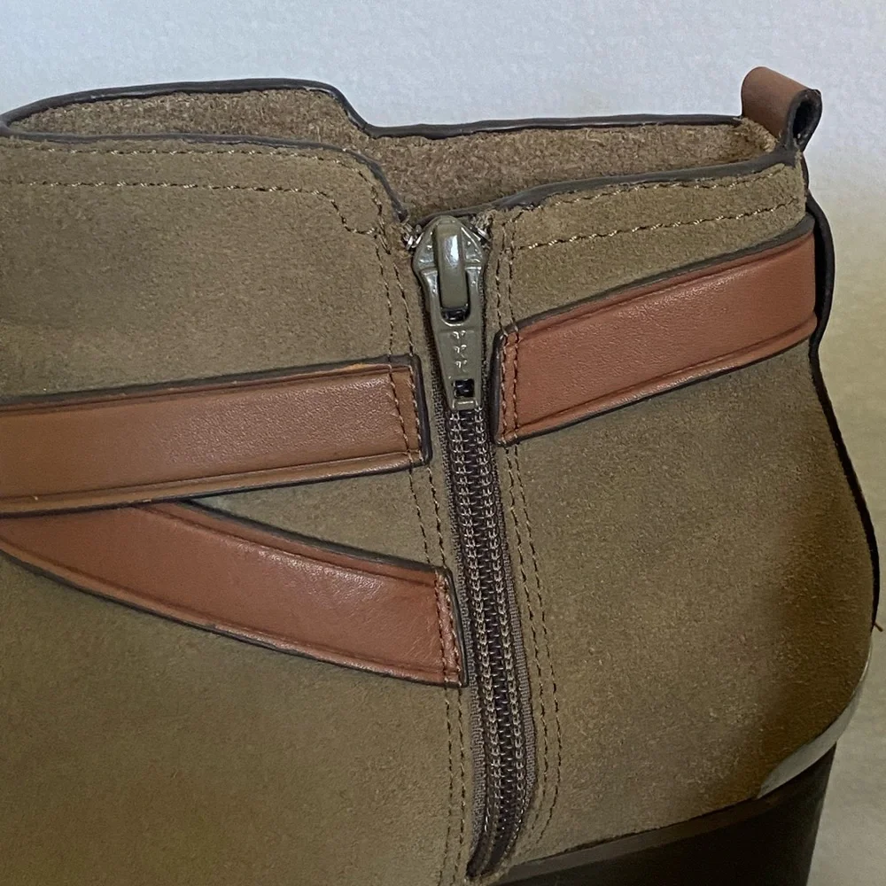 Coach Tan and Brown Ankle Boots with Leather Straps - Picture 8 of 11